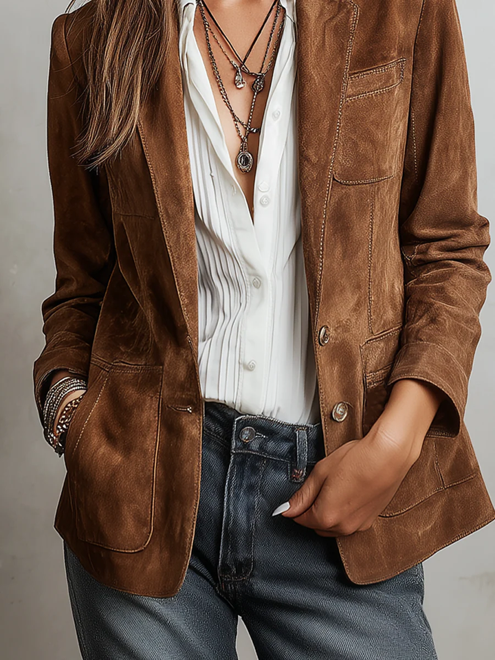 Damen Vintage Brauner Blazer