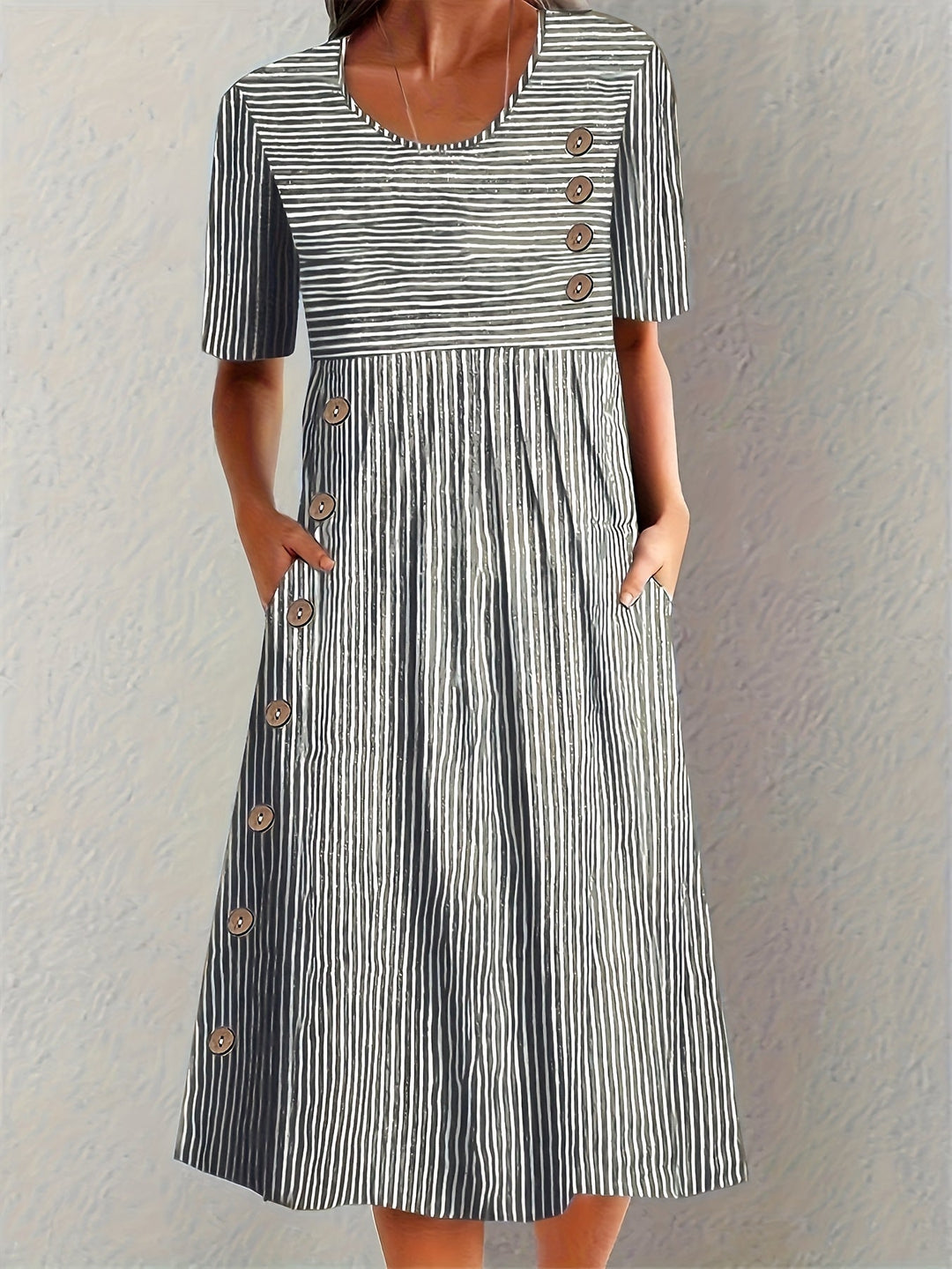 Coralie | Knackiges Gestreiftes Sommer-Maxikleid