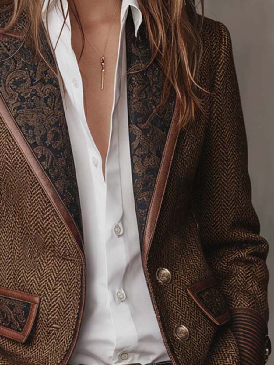 Damen Blazer mit Fischgrätmuster