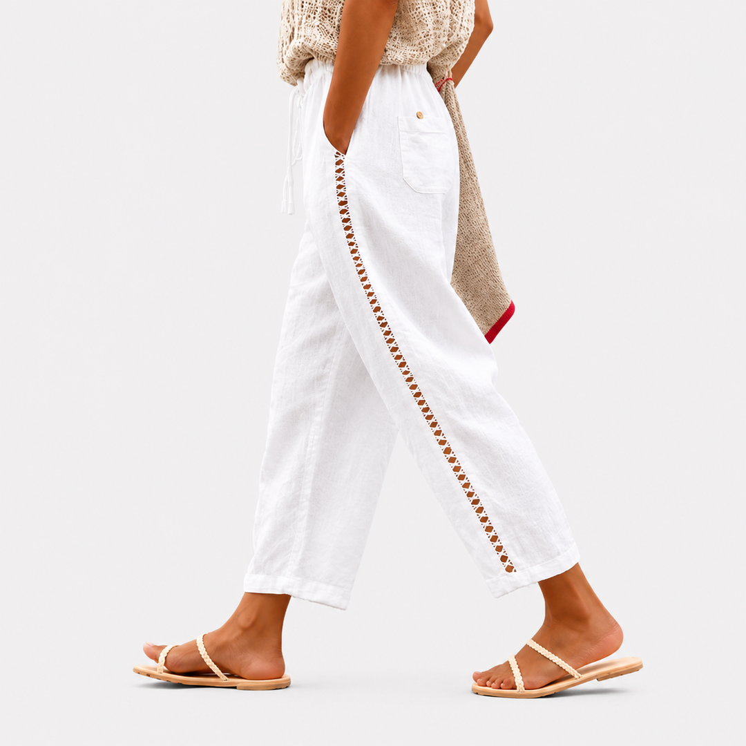 Regina | Weiße Sommerhose mit geradem Schnitt