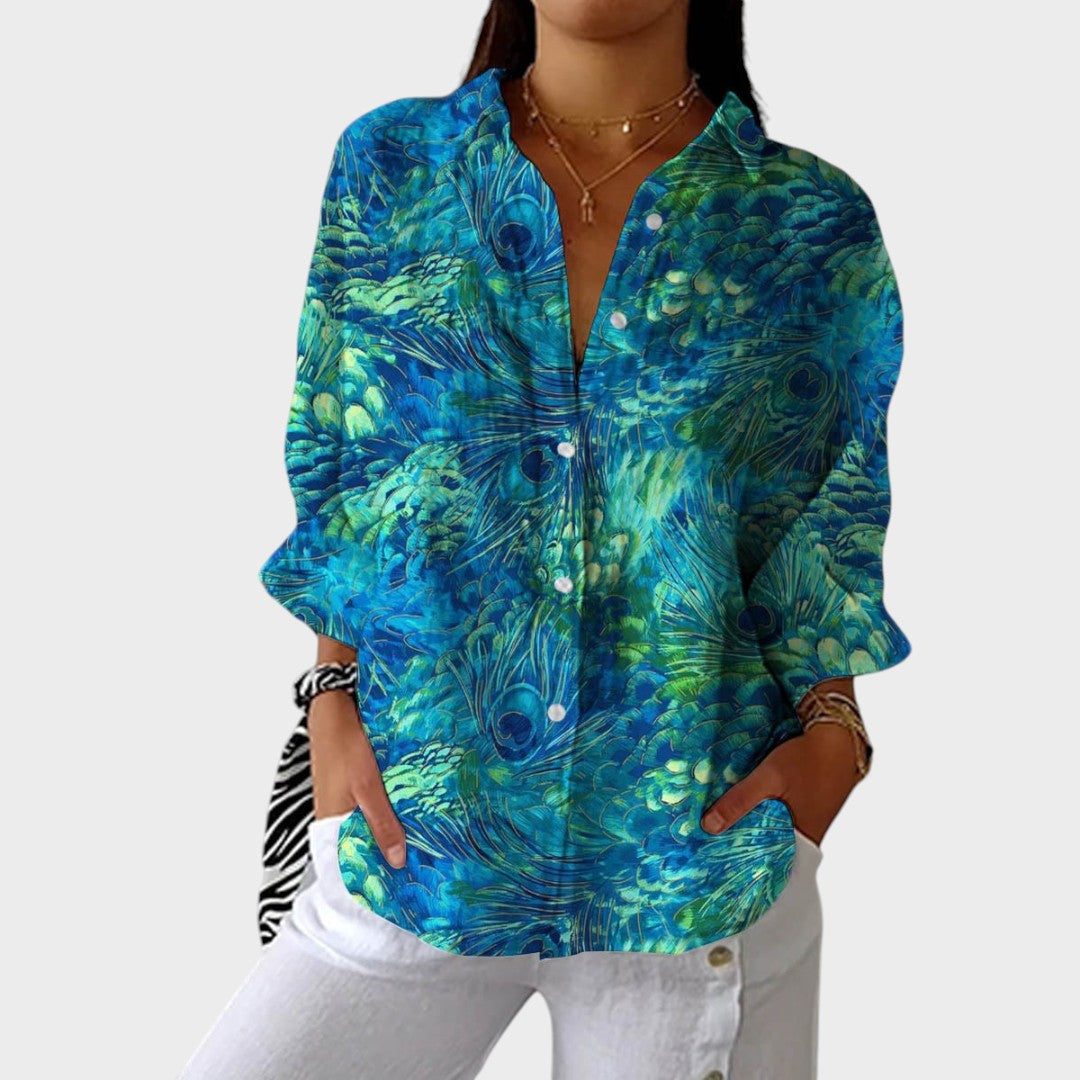 Patricia | Blau Natur Bedruckte Bluse