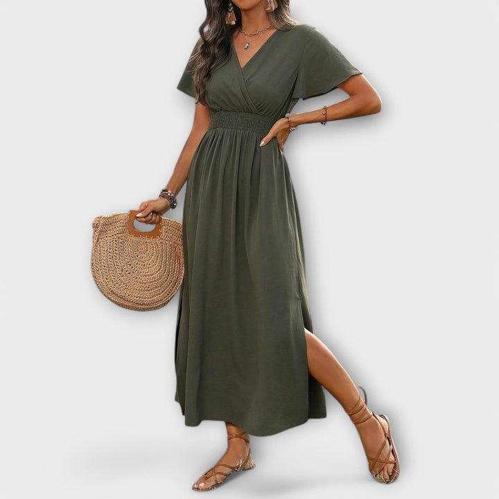 Heather | Elegantes Boho-Kleid mit V-Ausschnitt und langen Ärmeln