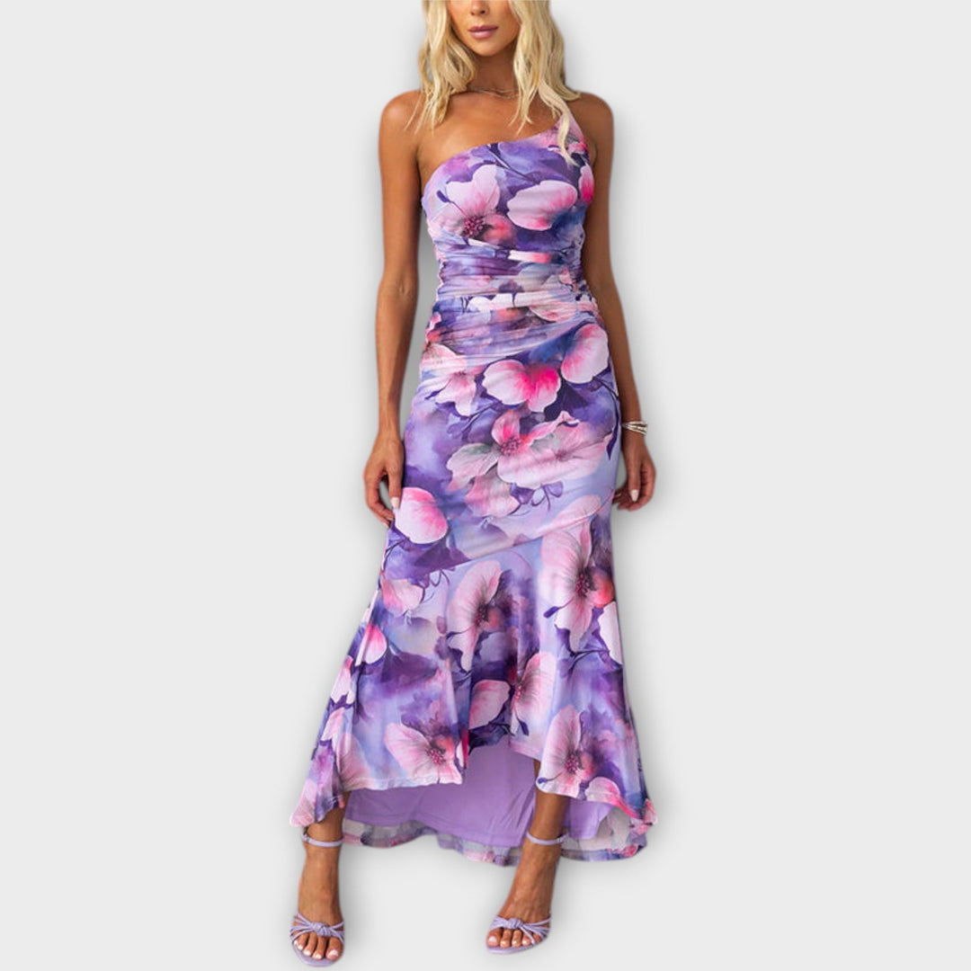 Pia | Maxikleid mit asymmetrischem Raffung