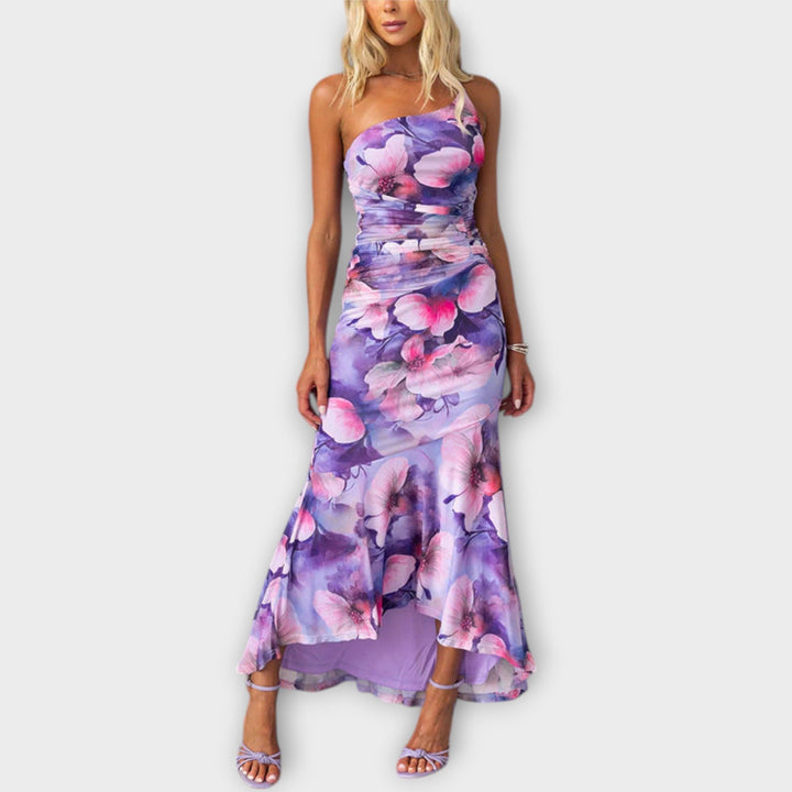 Pia | Maxikleid mit asymmetrischem Raffung