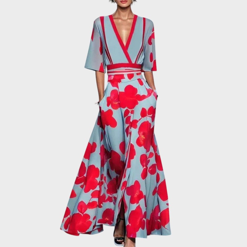 Emmily | V-Ausschnitt Blumenkleid