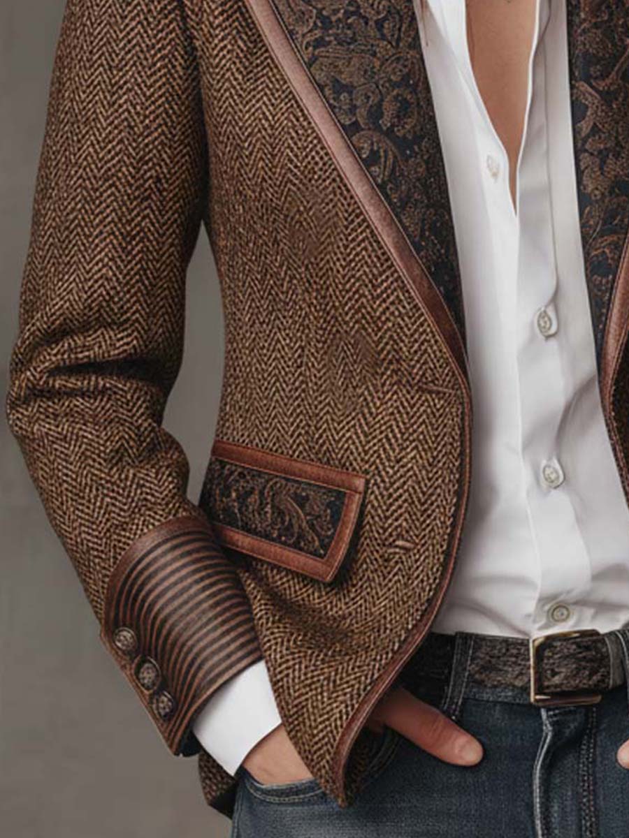 Damen Blazer mit Fischgrätmuster