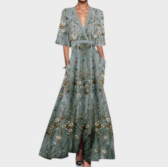 Emmily | V-Ausschnitt Blumenkleid