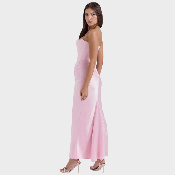 Flora | Satin Kleid mit integriertem Oberteil
