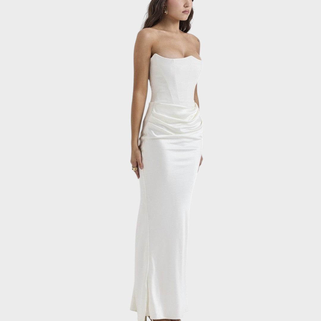 Flora | Satin Kleid mit integriertem Oberteil