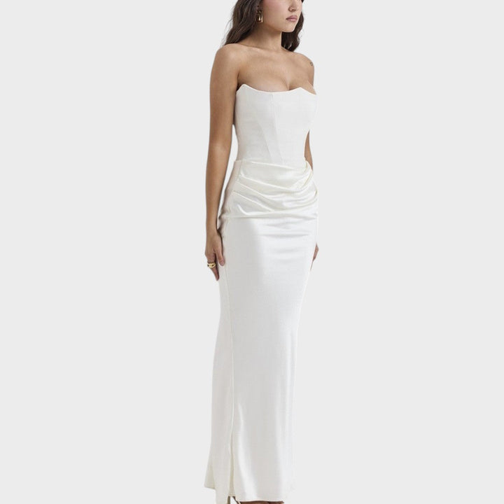 Flora | Satin Kleid mit integriertem Oberteil