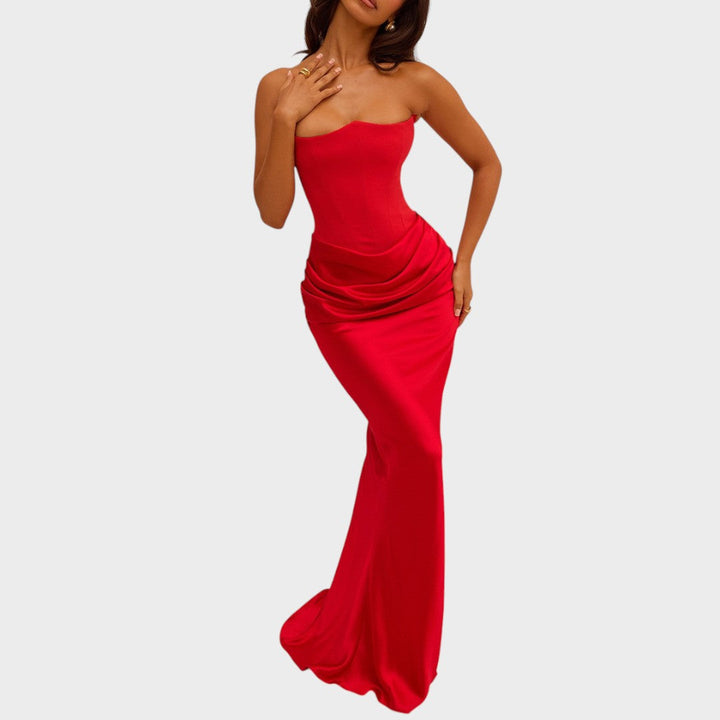 Flora | Satin Kleid mit integriertem Oberteil