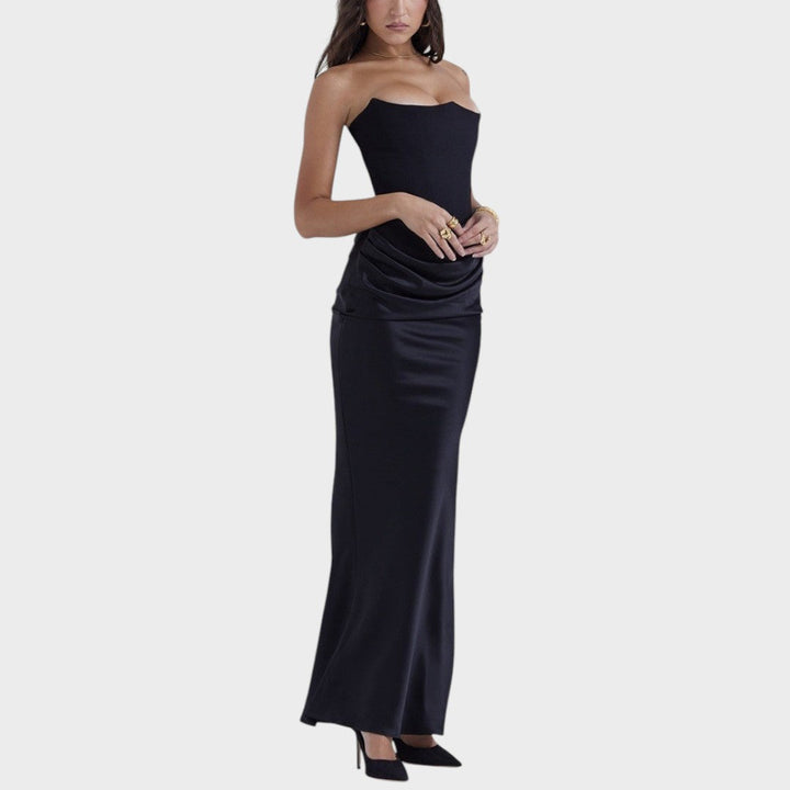 Flora | Satin Kleid mit integriertem Oberteil