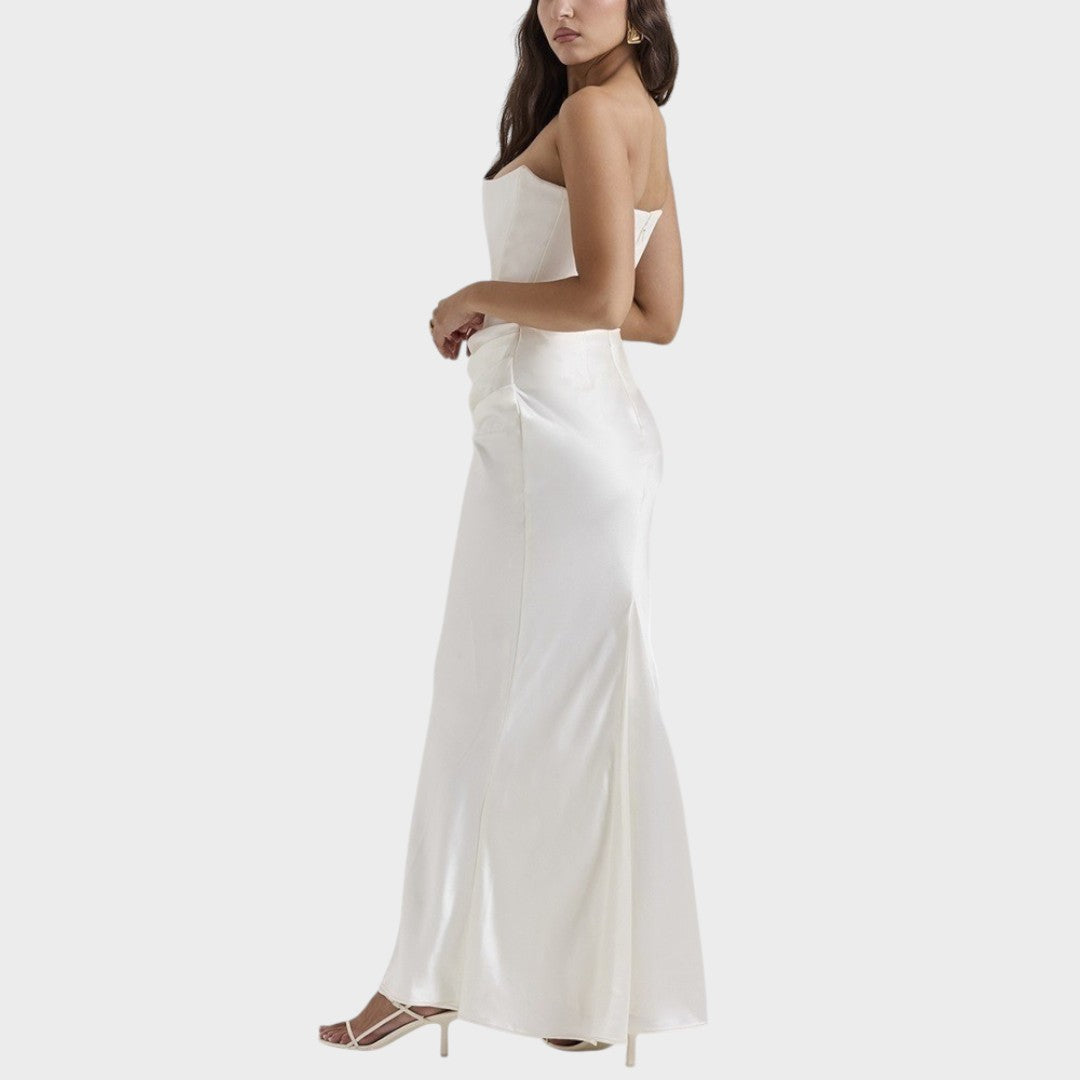 Flora | Satin Kleid mit integriertem Oberteil