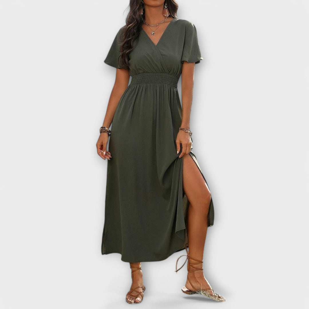 Heather | Elegantes Boho-Kleid mit V-Ausschnitt und langen Ärmeln