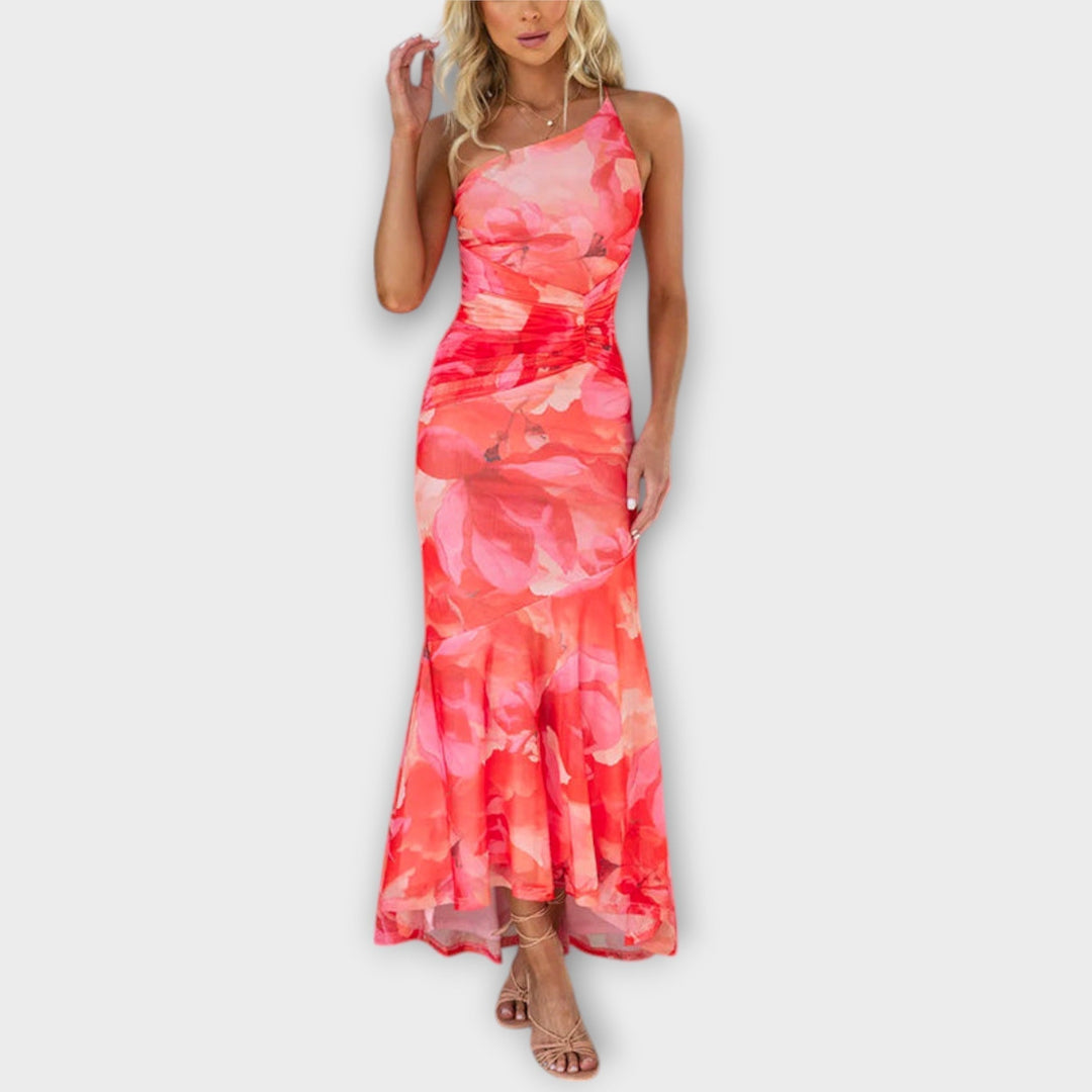 Pia | Maxikleid mit asymmetrischem Raffung