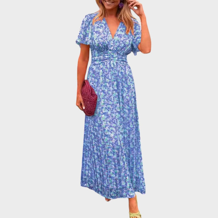 Sandrine | Elegantes langes Kleid mit V-Ausschnitt