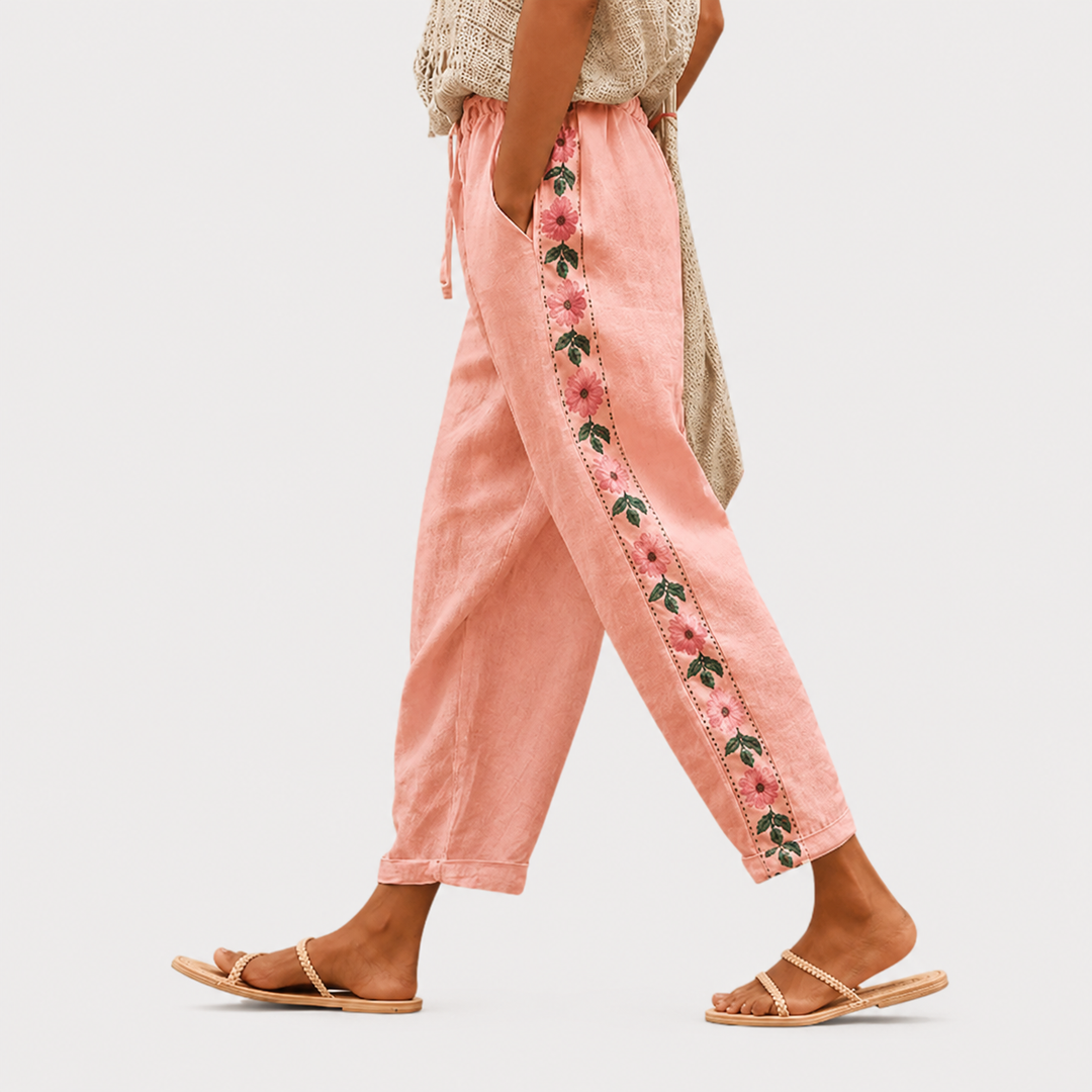 Ute | Sommerhose in zartem Rosé mit Gummibund