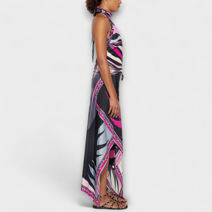 Everly | Halter-Top und asymmetrisches Midikleid-Set