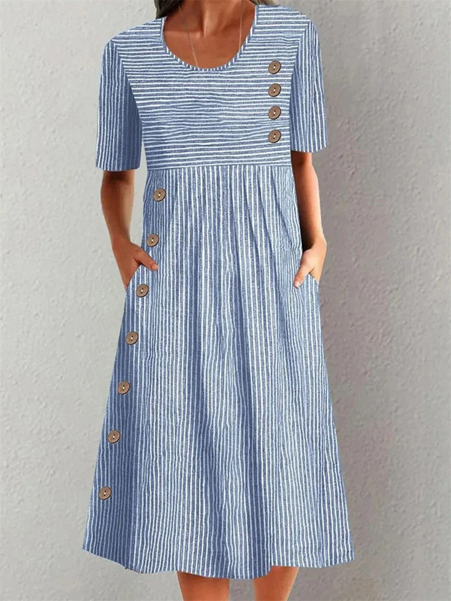 Coralie | Knackiges Gestreiftes Sommer-Maxikleid