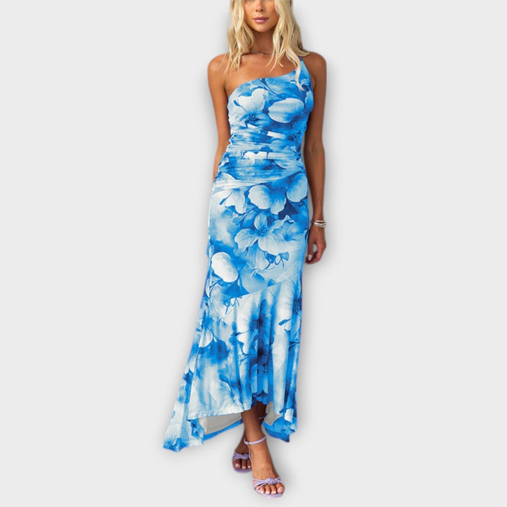 Pia | Maxikleid mit asymmetrischer Raffung