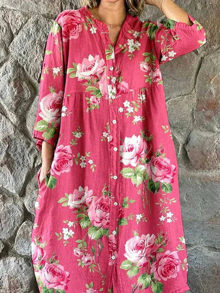 Mathilde | Künstlerisches Floral-Maxikleid