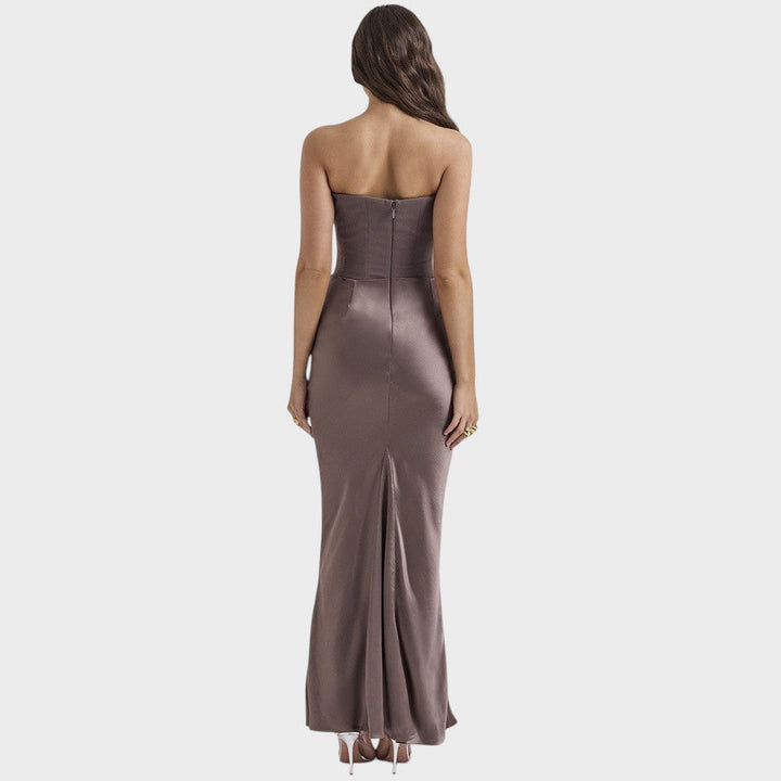 Flora | Satin Kleid mit integriertem Oberteil