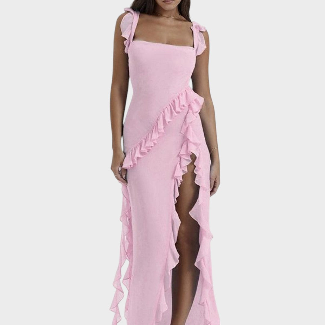 Amira | Dunkelpflaumenfarbenes Langkleid