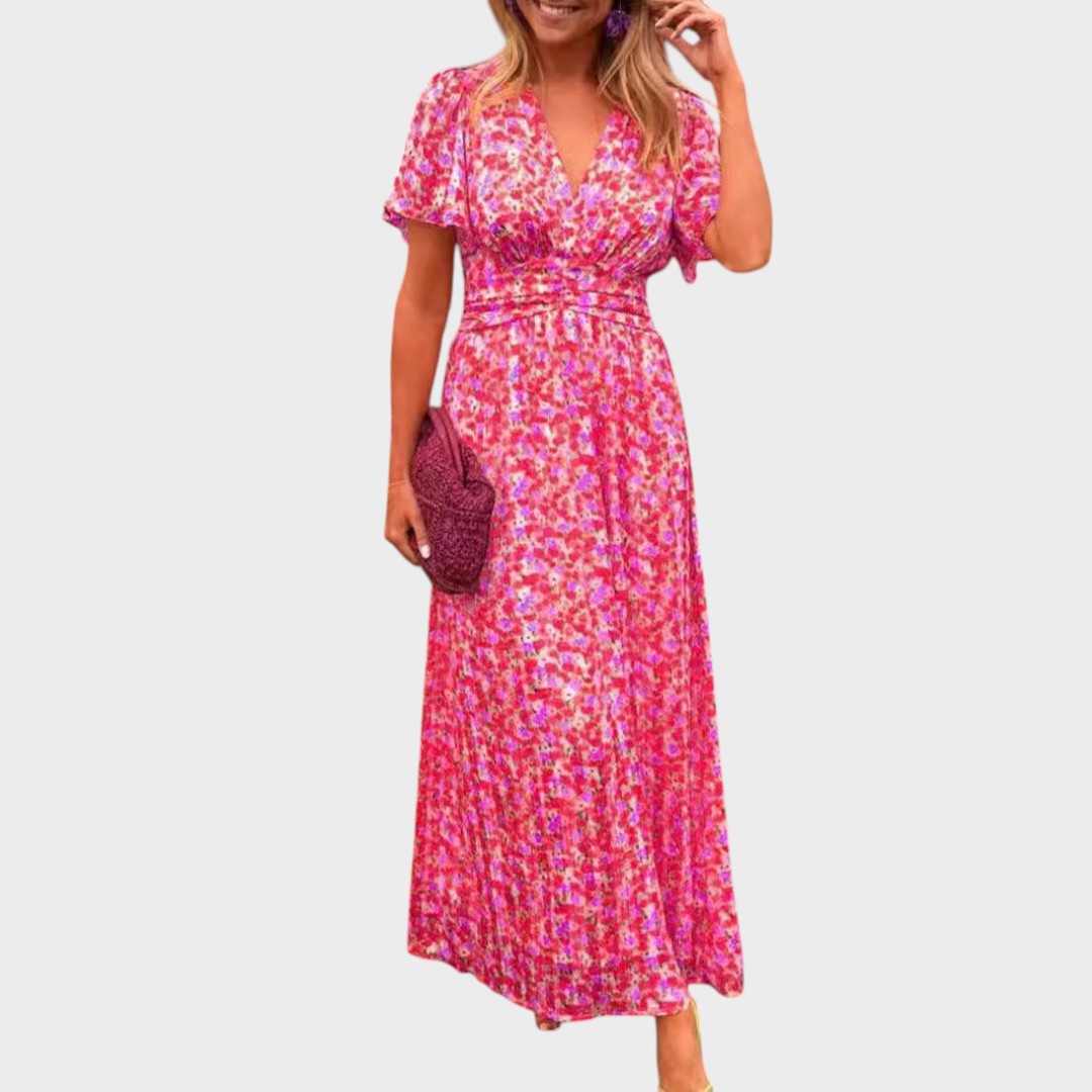 Sandrine | Elegantes langes Kleid mit V-Ausschnitt