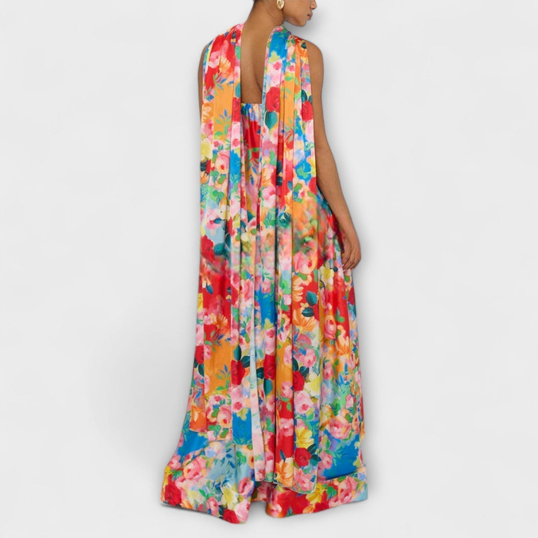 Harlow | Maxikleid mit floralem Druck und schulterfreiem Design