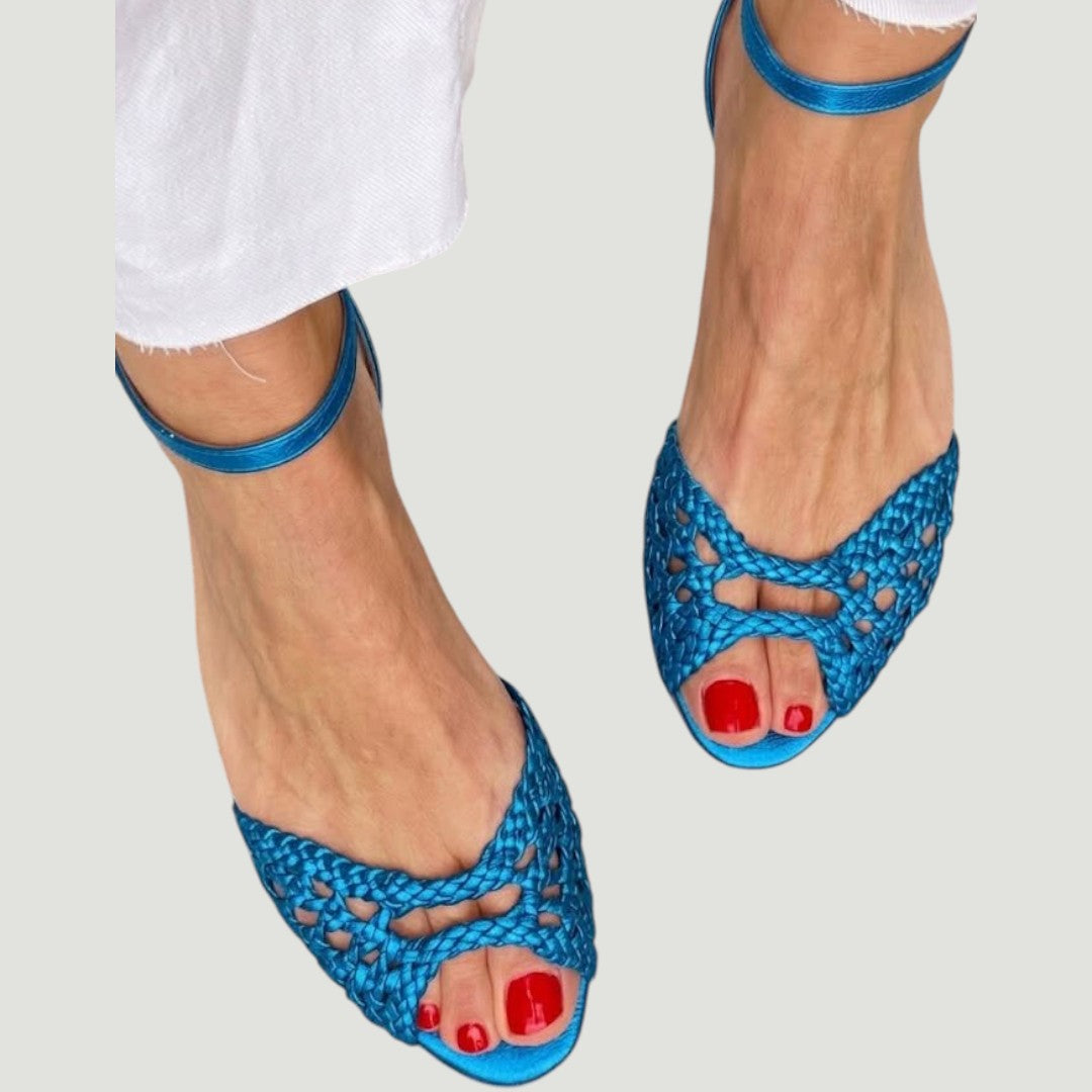 Isadora | Geflochtene Goldsandalen