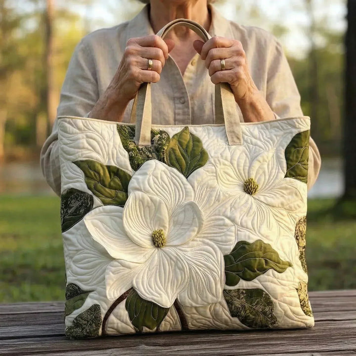 Handgefertigte Tasche | Elegante weiße Lilien