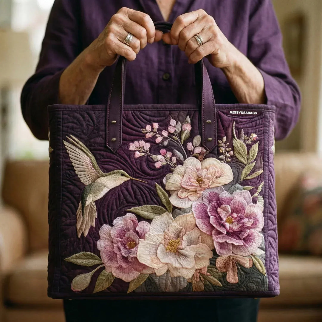 Handgefertigte Tasche | Kolibris und Orchideen