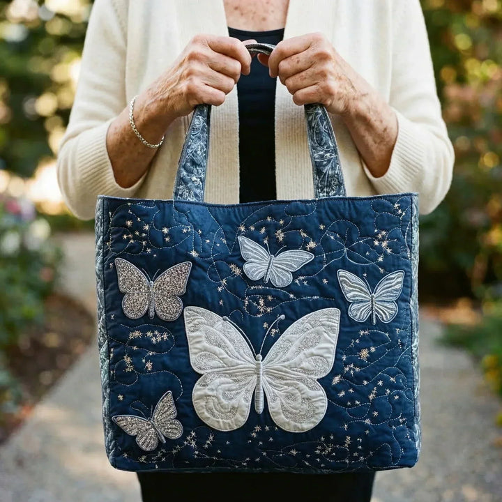 Handgefertigte Tasche | Silberner Schmetterling