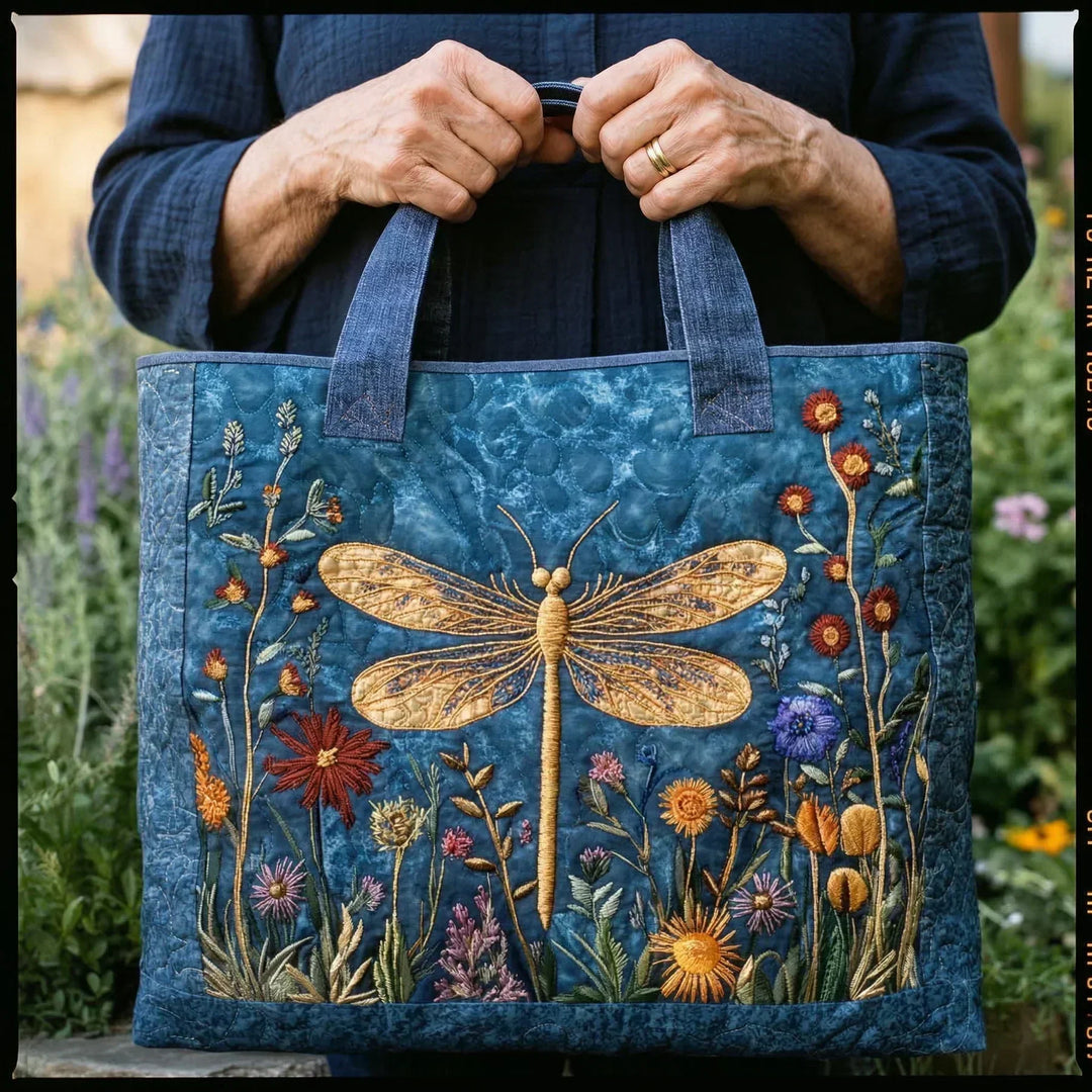 Handgefertigte Tasche | Goldene Libelle