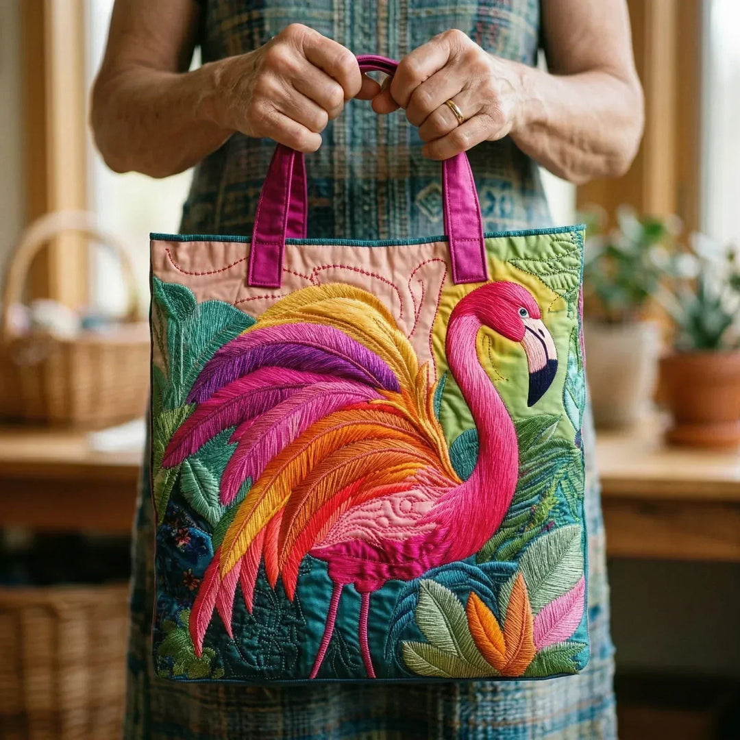 Handgefertigte Tasche | Regenbogen-Flamingo