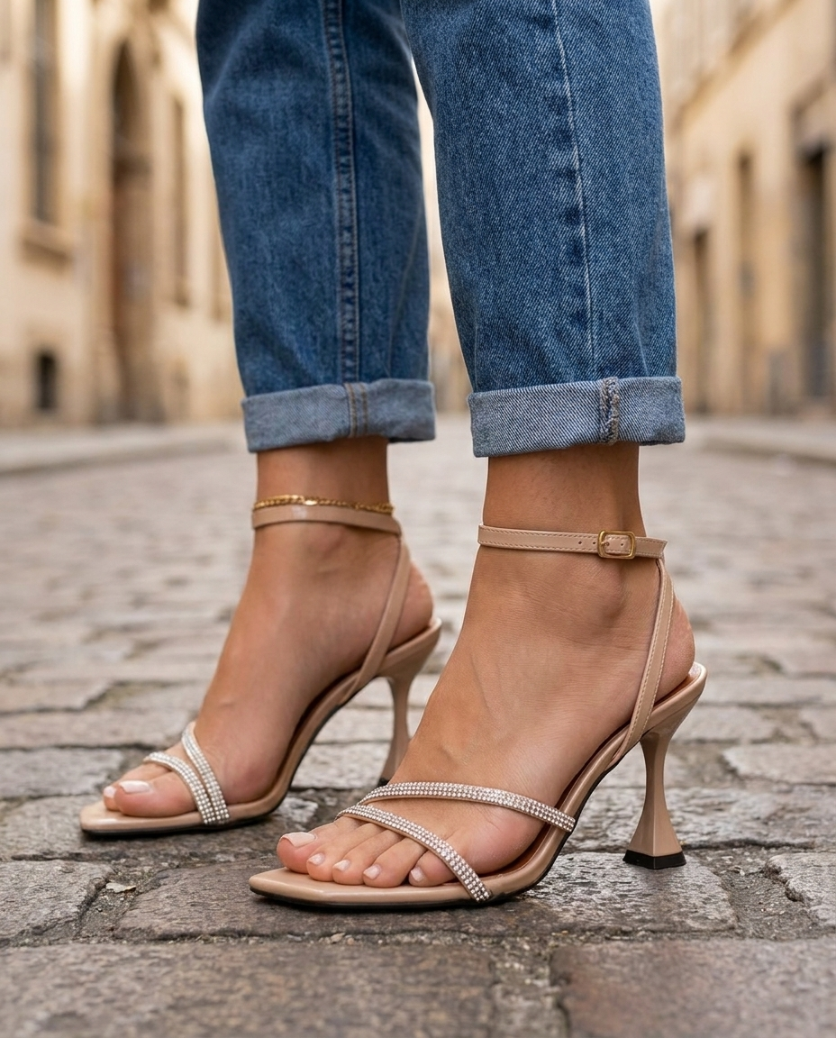 Diana | Kristall-Rhinestone Riemchen-Heels