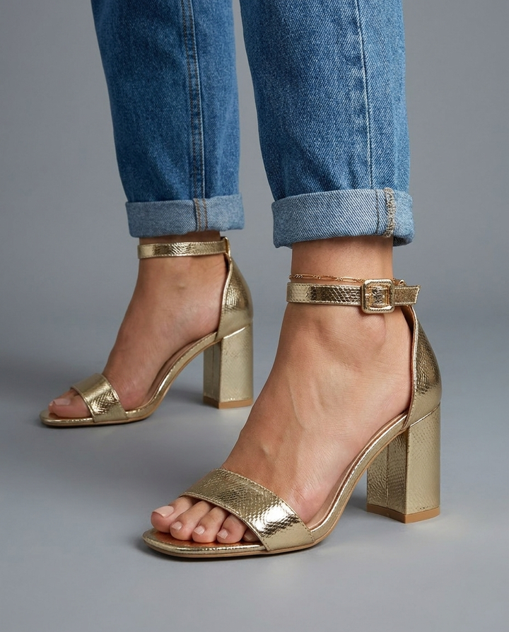 Elisa | Texturierte Blockabsatzsandalen