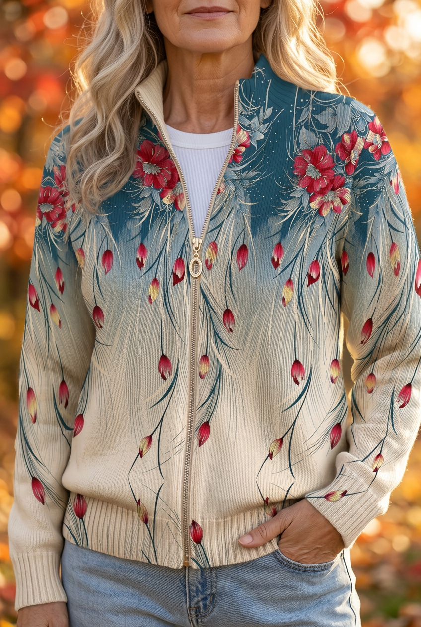 Zillah™ | Floral Pfauenfeder Farbverlauf Druck