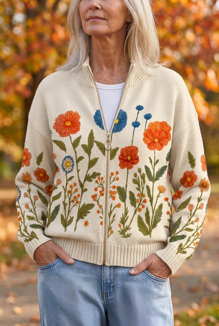 Wrenna™ | Wildblumenwiese Reißverschluss-Cardigan