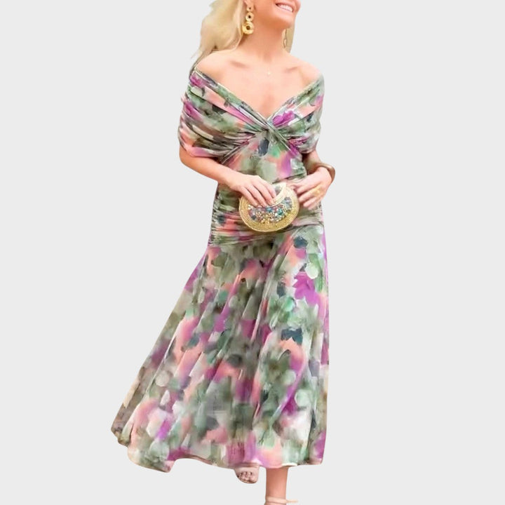 Lora | Langes Kleid mit V-Ausschnitt