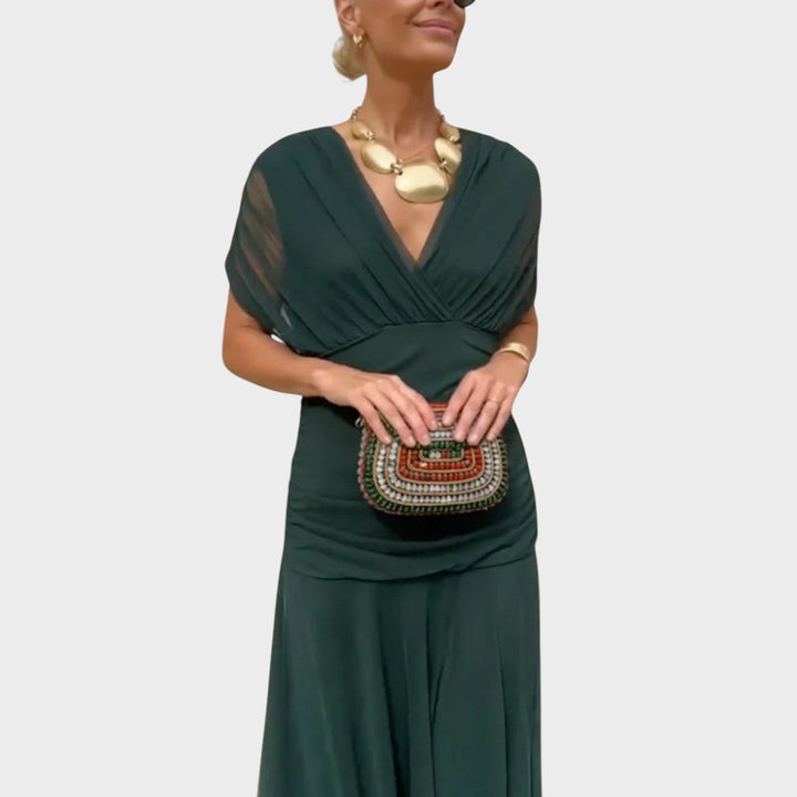 Lora | Langes Kleid mit V-Ausschnitt