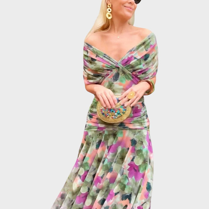 Lora | Langes Kleid mit V-Ausschnitt