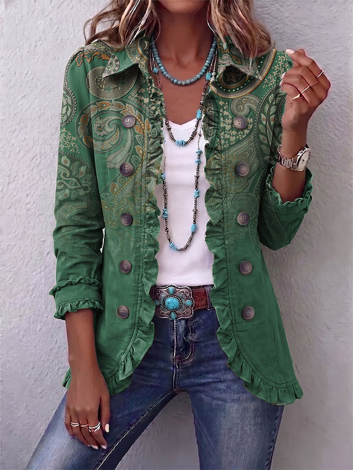 Jemara™ | Bohemian Paisley Druck Rüschensakko