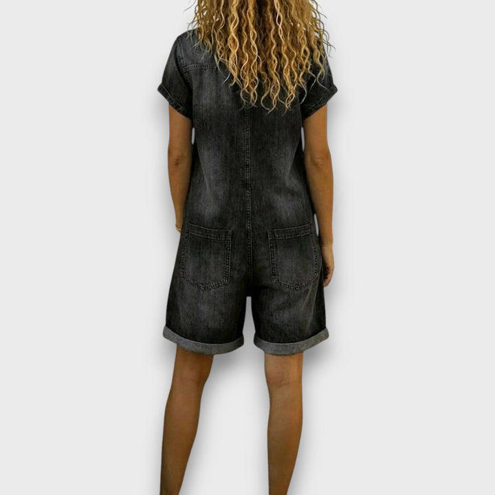 Anna - Vintage Kurzoverall aus Baumwolle mit Denim-Optik