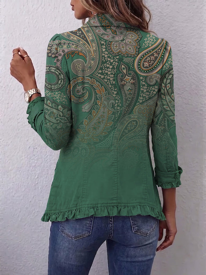 Jemara™ | Bohemian Paisley Druck Rüschensakko