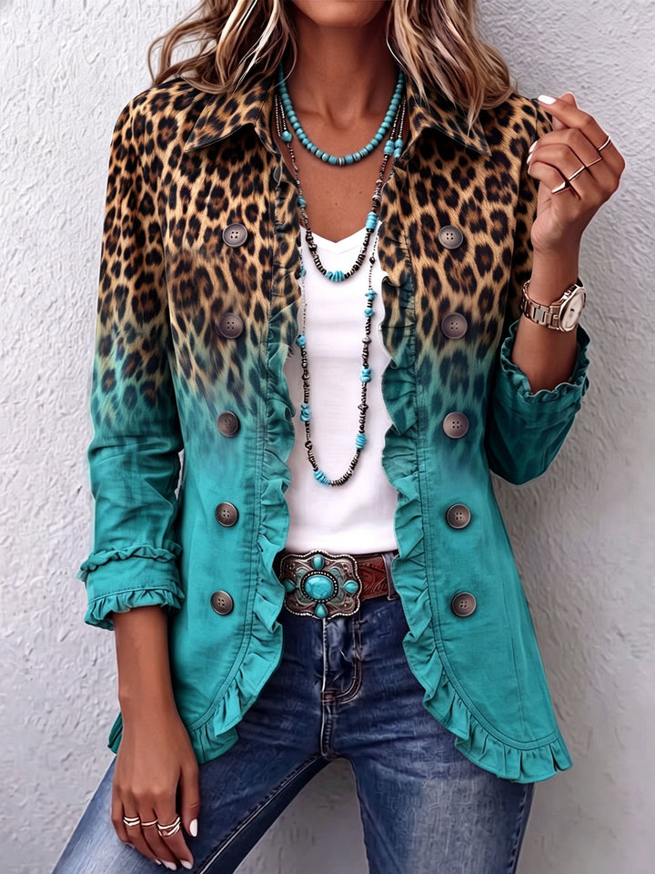 Elspeth™ | Leopard Ombre Rüschensakko