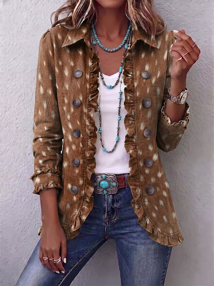Nolinda™ | Bohemian Tierdruck Rüschensakko