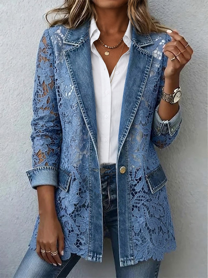 Lacinda™ | Blazerjacke mit floralem Spitzenbesatz