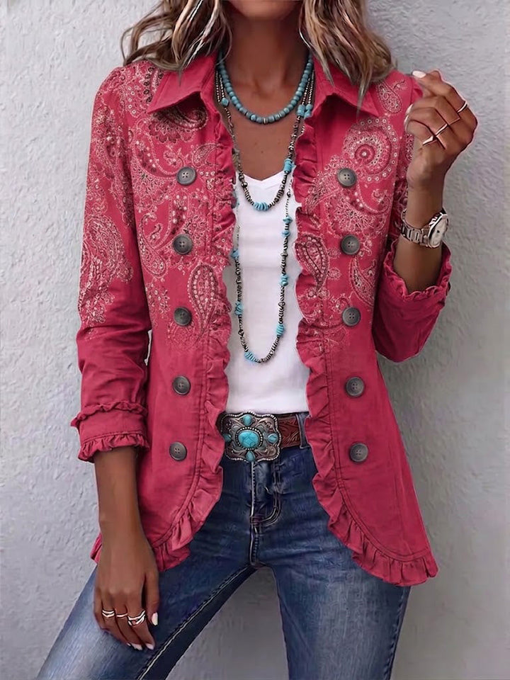Anouk™ | Vintage Paisley Druck Rüschensakko