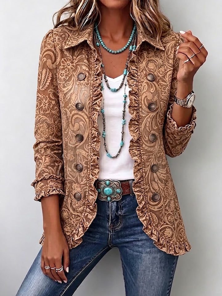 Vyclara™ | Vintage Bohemian Blumenmuster Rüschjacke